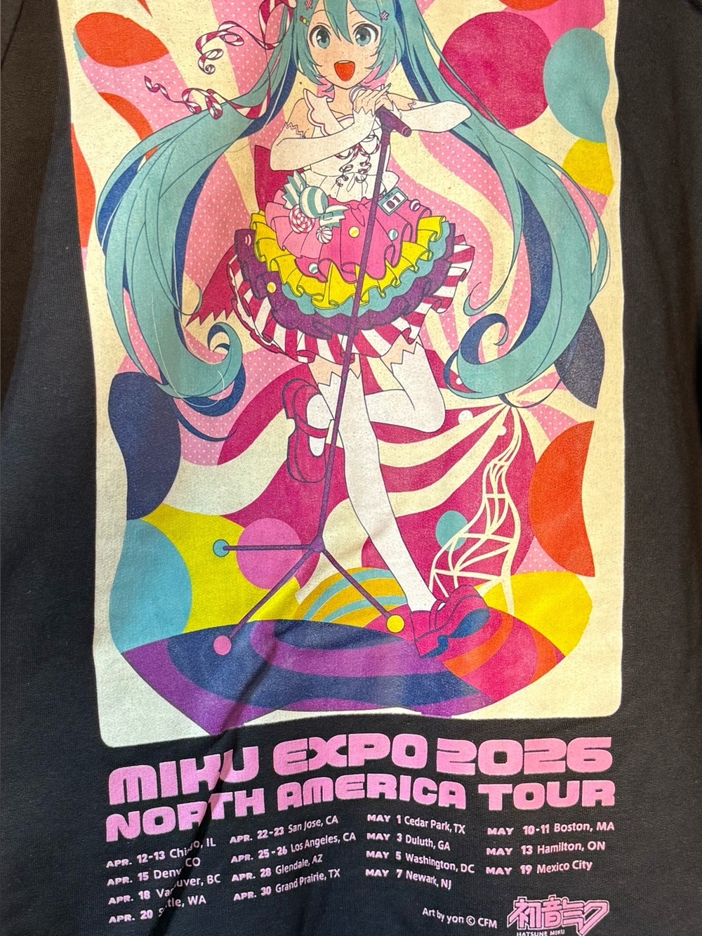 MIKU EXPO 2026 North America Hatsune Miku Black Joful Zipped Hoodie NWOT - Picture 6 of 9